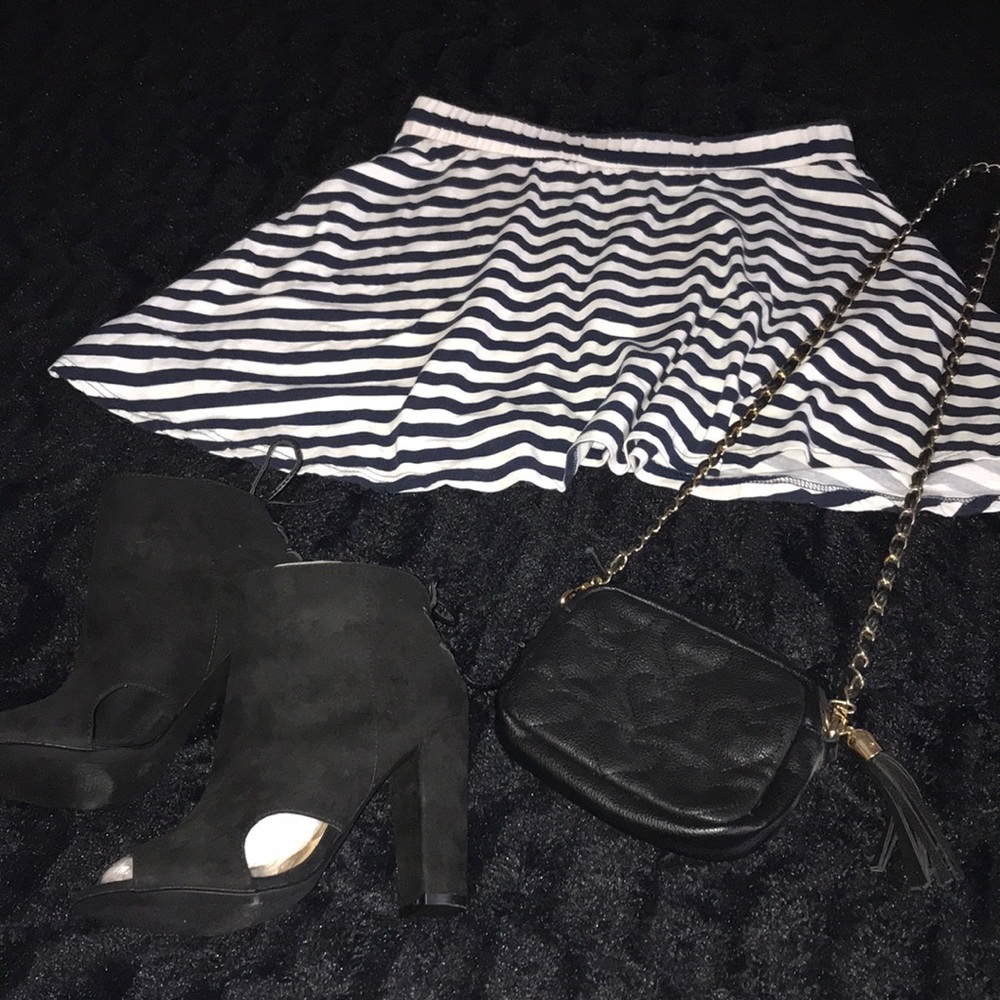 Striped mini flare skirt